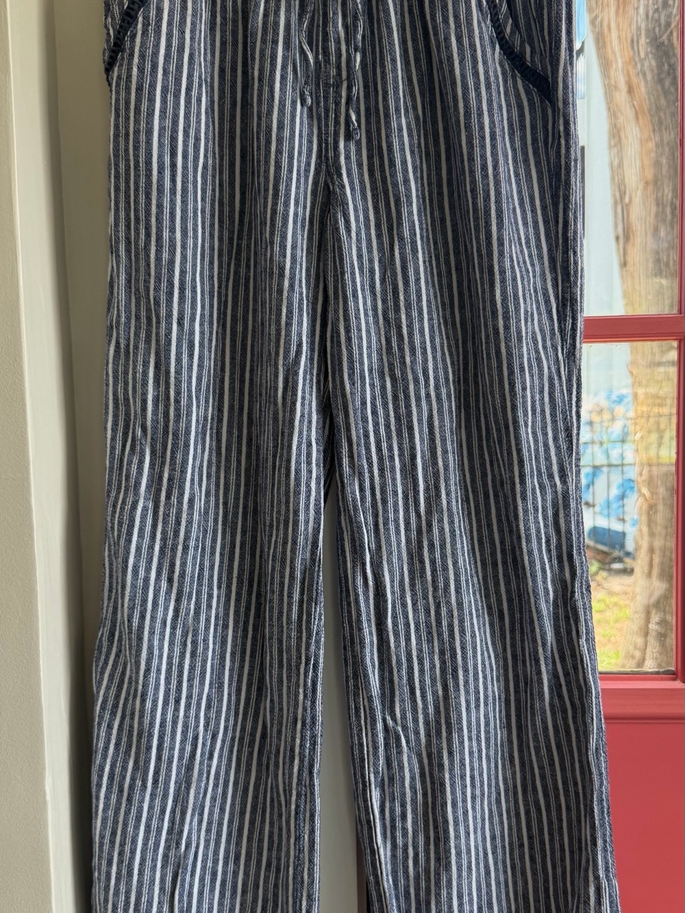 Briggs New York Navy and White Striped Drawstring Trousers